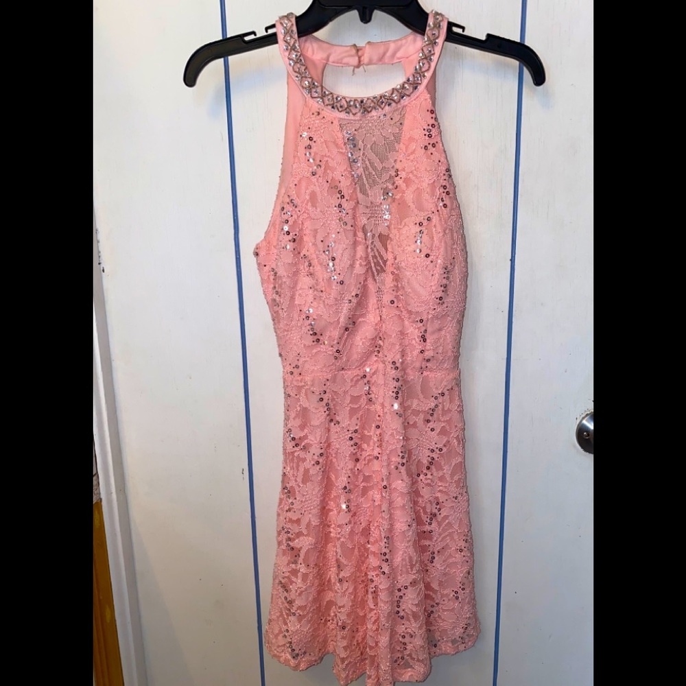 B. Darling Pink Sequined Homecoming Dress